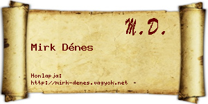 Mirk Dénes névjegykártya